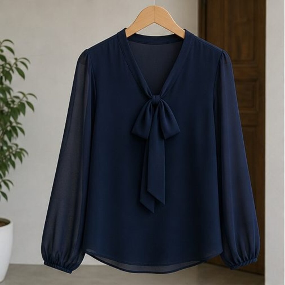 Olive Tie Neck Blouse